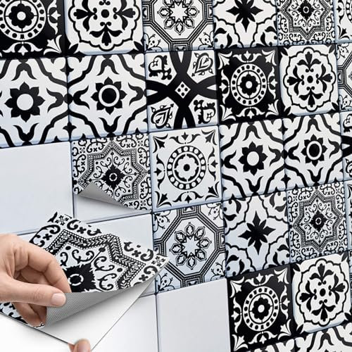 CREATISTO Mosaik-Fliesen Fliesenaufkleber Fliesenfolie - Selbstklebende Fliesen Folie I Klebefliesen Deko Folie für Fliesen in Küche u. Bad/Badezimmer (20x20 cm I 54 -Teilig)