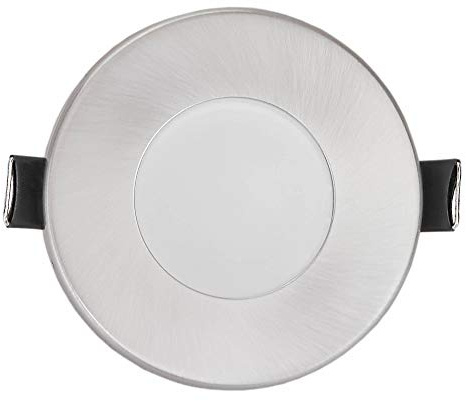 LED Einbaustrahler Bad Edelstahl gebürstet 1W warmweiß super flach rund 230V - IP44 für Badezimmer Außen Feuchtraum - 55mm Bohrloch GU10 Strahler Spot