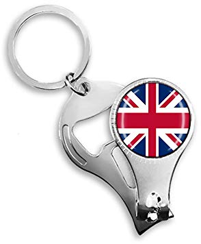 United Kingdom UK Flag Beer Bottle Opener Nail Clippers Metal Glass Crystal Keychain Travel Souvenir Gift Keyring Accessories
