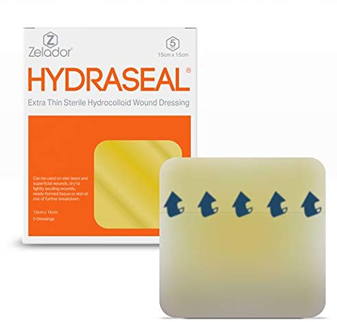 Hydraseal Hydrocolloid Verband extra dünn – Steriler, flexibler Wundverband für Ulzera, Druckgeschwüre, leichte Verbrennungen und empfindliche Haut 15 x 15 cm