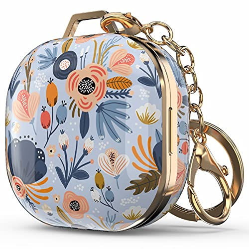 Wenew Case Cover for Galaxy Buds 2/Pro/Live, Cute Patterns Hard Shell with Key Chain Clip for Girls/Kids/Women/Men (Blue)