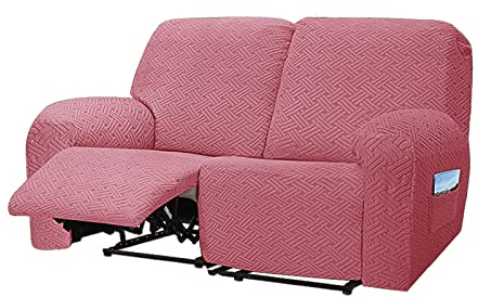 NOPEXTO Recliner Sofabezug, Stretch Ruhesessel Bezug, Stretchhusse Für Liegesessel Relaxsessel Massagesessel Für Haustierfreundliche Katze Hund (2-Sitzer,Rosa)