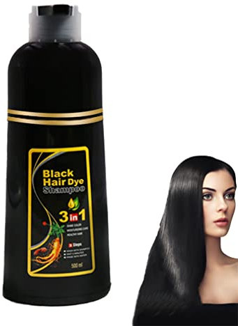 Black Hair Dye Shampoo 3 In 1, 10 Mins Hair Darkening Shampoo, Instant Hair Coloring, 3 In 1 For Men And Women, Restore Lustrous (Black)
