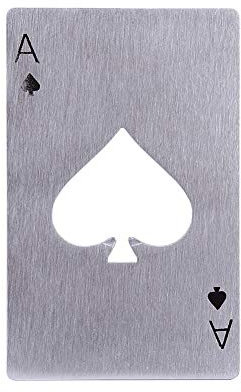 Tyenaza Ace Of Spades Bottle Opener, Stainless Steel Credit Card Size Opener, Bar Tool Bottle Soda Beer Cap Opener Wine Playing Card Ace of Spades Poker AC