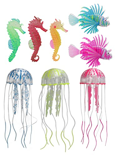 8 Stücke Quallen Aquarium Dekorationen, Simulation Künstliche Schwimmende Qualle Seepferdchen Pflanze Ornament für Aquarium Aquarium