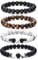 Bracciale Occhio di Tigre per Uomo 8MM Bracciale con Perline in Pietra Naturale Set Braccialetti Elasticizzati in Pietra Lavica Bracciale Regolabile con Perline di Cristallo Nero per Uomo Donna Regali