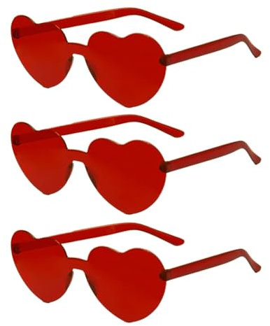 Jxuane 3 Pack Heart Shaped Sunglasses Ladies FashionRimless SunglassesVintage Love Heart Sunglasses for red Eyewear Shopping BeachOutdoor Party
