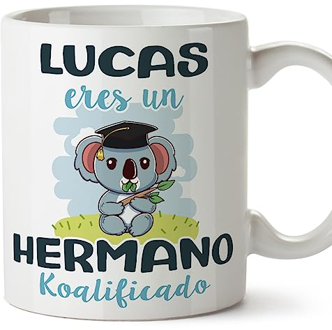 MUGFFINS Tazas Personalizadas para HERMANO - En Español - Koalificados Personalizados - 11 oz / 330 ml - Regalo personalizable original y divertido