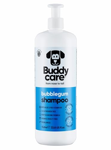 Kaugummi-Hundeshampoo von Buddycare - Tiefenreinigendes Shampoo für Hunde - Süßer Duft - Mit Aloe Vera und Pro-Vitamin B5 (1L)