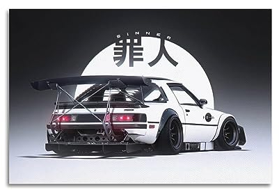 NOHF JDM Sportwagen-Poster für Mazda RX-7, Kunst-Poster, Wandkunstdruck, Retro-Ästhetik, Raumdekoration, Bürodekoration, 20 x 30 cm, ungerahmt