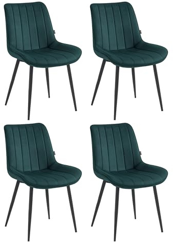 Colenis® - Chaises Salle à Manger Verta - Lot de 4 - Vert - Velours - Chaise de Salle de Bureau, Chaises de Cuisine - Pieds en Métal