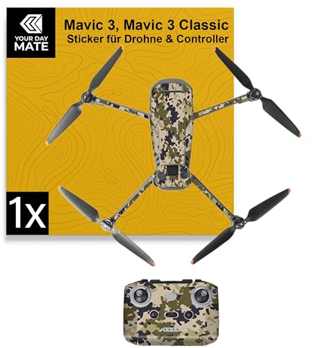 Drohnen Skin, 1 Set, kompatibel mit DJI Mavic 3 und 3 Classic, Desert Camo Design, zum Aufkleben, Aufkleber Gesicht Drohne, Drone Sticker, Schutzfolie Tarnung Gehäuse, Klebesticker Außenhülle