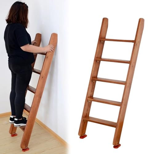 TUJOBA Etagenleiter Austauschbares Holzleiterbodenstufe Anti-Rutsch-Etagenbettleiter mit Breiter Profil, Häppchenbetten Leiter für Schlafzimmer/Wohnheim/Loft (Size : 5 Step/150cm(59))