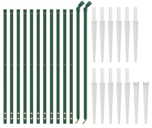 Tidyard Maschendrahtzaun mit Bodenhülsen Drahtgeflecht Drahtgitterzaun Zaun Zaunset Gartenzaun Gitter Drahtzaun Maschendraht Zaun-Größe: 0,8 x 25 m (H x L) Verzinkter Stahl mit PVC-Beschichtung
