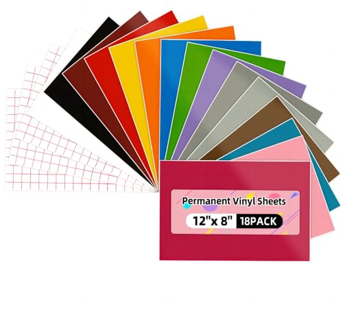 Lya Vinyl Hojas de vinilo permanentes, paquete de 18 hojas de vinilo autoadhesivas de 12 x 8 pulgadas para decoración del hogar, ventana, taza, vinilo para máquina Cricut Joy,