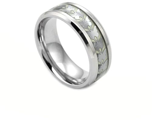 Gualiy Herren-Ringe Titan, Silber Freundschaftsringe Herren Leuchtende Schmetterling Ringe Größe 60 (19.1)