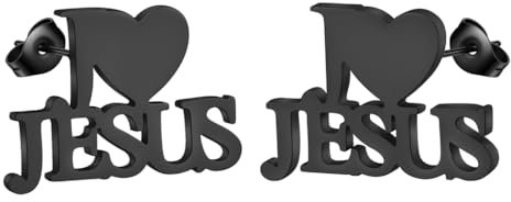 I Love Jesus Ohrring Religiöse Liebe Herz Ohrstecker für Frauen Männer Hohl Glauben Schmuck Geschenk, Edelstahl
