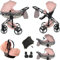 Original Junama Diamant, Handarbeit, Glitzer, Modularsysteme, Kombikinderwagen 2in1, 3in1, 4in1 + Original-Zubehör Exclusive Prams (3in1, 01 Rosa)