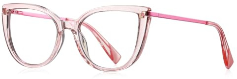 kachawoo Blue Light Blocking Lenses Big Frame Glasses Women Cat Eye Glasses Frame TR90 Semi Metal Glasses