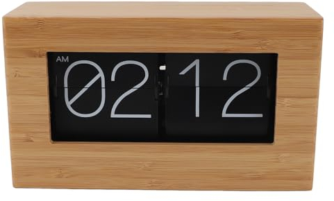Sxhlseller Flip-Down-Uhr, Vintage-Uhr mit Automatischem Umblättern, 12-Stunden-Digitalanzeige, Mechanischer Flip-Schreibtischwecker, Batteriebetrieben, für Zuhause, Wohnzimmer, Büro,