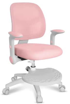 MARK ADLER Junior 5.0 Pink | Kinder Schreibtischstuhl Ergonomischer Bürostuhl Kinderdrehstuhl Jugendstuhl | Fußablage | Sitztiefe einstellen | Verstellbare Armlehnen | Höhenverstellbar | Rosa