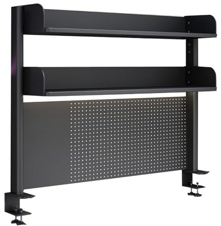 Gtzly Desk Pegboard, Clamp-on Desktop Shelving System for Sit Stand Workstation, Raised Accessory Storage Shelves, Desk Organizer(Size:100 * 14.5 * 95CM/39.3 * 5.7 * 37.4IN)