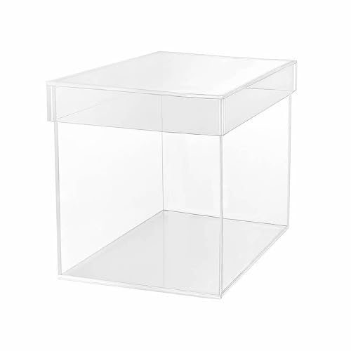TUKA-i-AKUT 30x30x30cm Acrylbox 5-Seitig mit Deckel, Würfelform Acryl Schaukasten Transparente Geschenkbox, Präsentationsbox Vitrine für Museum Sammler Schmuck Kosmetik Deko Aufbewahrung, TKD8254