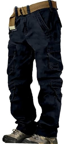 Generisch Arbeitshose für Herren, Arbeitskleidung, leichtes Baumwoll-Nylon-Stretch-Gewebe, atmungsaktiv, multifunktional Schnittschutzhose Herren Herren-Cargohosen Weit