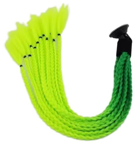 Whakano Motorrad Helm ZöPfe Abnehmbarer,Gradient Motorräder Helm Dekorieren Perücke mit Saugnapf,Motorradhelm Braids,Geflochtener Pferdeschwanz Haarschmuck,für Motorrad Fahrrad,Grün