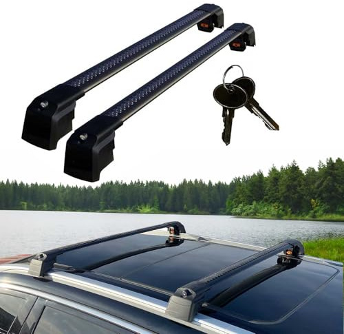 Cross Auto Accessories-Dachträger Aus Mit Bündigen Dachrelings Dachschienen Aluminium Für Kia Sportage (Nq5) 2022-2024; Abschließbare Querträger, Schienenhalterung 2 Stück Schwarz