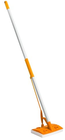 HOMESHOPA Self Wringing Sponge Mop, Orange Flat Floor Squeeze Mop, Long Handle Hard Floor Cleaning, Super Absorbent, Lightweight, Non-Abrasive