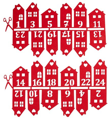 VBS Adventszahlen Filz Häuser 4x8,5cm Relief Optik Filz Adventszahlen Weihnachten Deko Zahlen
