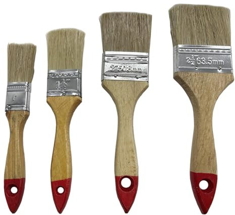 iCovalescent 4 Piezas Brochas Pintura, brochas de Pintura de Madera, Brochas Pintura Pared, Brochas Planas Set, para Pintura, Cercas, Muro, Decoración, BBQ(1/1.5/2/2.5 Pulgadas)