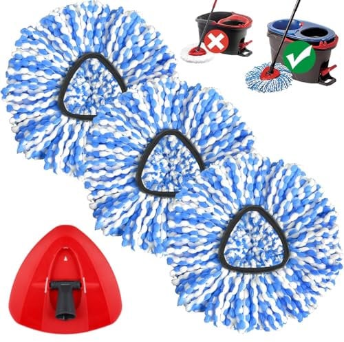 Sgizoku H2PrO Testine di ricambio per mocio con base rotante compatibili con Viledar RinseClean: 3 ricariche per mocio in microfibra + 1 base triangolare per mocio