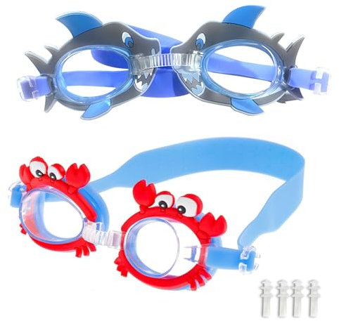 KASESSS Lunette de Piscine Enfant Anti-Buée Sangle Réglable Garçon & Fille 2 Pièces Sans Fuite