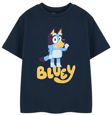 Bluey Cartoon Kids T-Shirt Crew Neck Short Sleeve Graphic Tee | Plain Classic Casual Wear Top | Children's Character Apparel