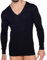 FERRYS - 5284 - Camiseta Manga Larga Básica Cuello Pico Hombre - 100% Algodón Peinado - Color Negro - Talla S/48 - Fabricado en España