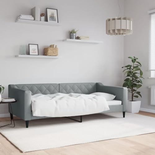 Xichuzi Tagesbett Hellgrau 90x190 cm Stoff, Schlafsofa, Daybed, Bettsofa, Sofa Bed, Sofabett, Schlafcouch, Jugendbett, Bettgestell, Bettcouch - 354171