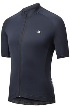 DANISH ENDURANCE Cycling Jersey Mens, Short Sleeve Mountain Bike Jersey, with Full Zipper and Rear Pockets, Navy, XL