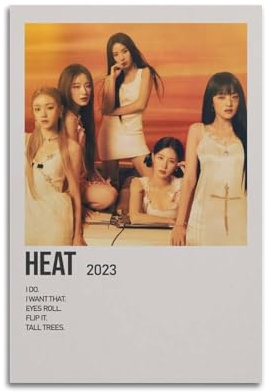 XUWSEWNE Heat by (G) I-DLE Poster, Vintage-Wandkunst, Leinwand, ästhetisches Poster, Musik und Filme, dekoratives Gemälde für Wohnzimmer, Schlafzimmer, 40 x 60 cm, ungerahmter Stil