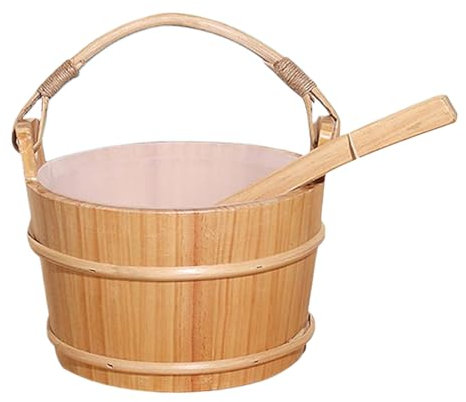 Ylnailky Wood Sauna Bucket,Bucket Ladle Sauna Accessories Kit | Portable Wooden Tool Set with Long Handle, Spoon Barrel Bathing Supplies for Home Spa Shower