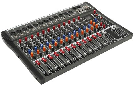 TouSuaRSi 12 Channel Digital Audio Mixer USB Bluetooth Mixer Professional Digital Audio Mixer DJ Console Amplifier for Live Streaming, Podcasting, PC, Recording Studio and Gaming (Style 2)