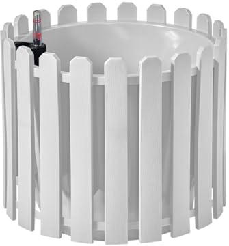 HTI living Pflanzgefäß rund mit Wasserspeicher Nessa Blumenkasten mit Wasserstandsanzeige Weiß