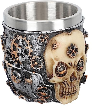 Homoyoyo Skull Design Stainless Steel Shaving Soap Bowl Portable Shaving Mug for Men Easy to Clean Unique for Wet Shave Compact Stylish