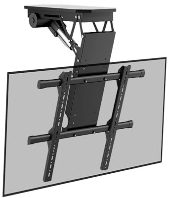 Supporto elettrico per TV da soffitto – Staffa da parete regolabile per TV da 50 a 75 pollici, sollevamento a soffitto inclinato da 0 a 85 °, elevazione TV resistente per un'esperienza visiva ottimale