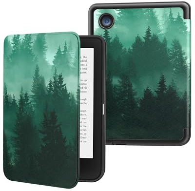 MoKo Hülle für Tolino Shine Color/Shine 5(2024)/Shine 4(2022) & Kobo Clara BW/Color/2E 6, Ultra Slim Lightweight Auto Wake/Sleep Cover Folio für Kobo Clara 6 2024, Grüner Wald