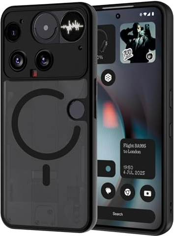 AOMYKE für Nothing Phone (3) Hülle Magnetisch, [Kompatibel mit MagSafe] Handyhülle für Nothing Phone 3 Transluzente Matte Anti-Fingerabdruck Kratzfeste PC Rückseite + TPU Bumper, Schwarz