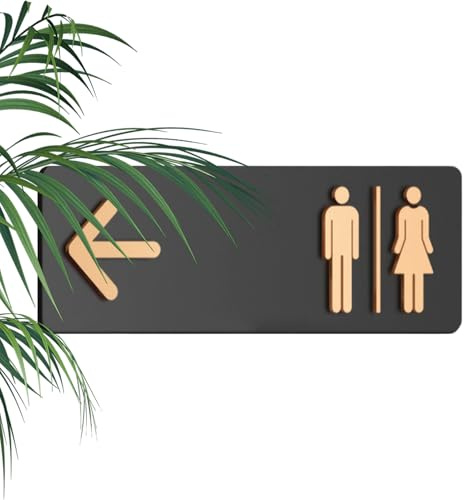 Richtungs-WC Schild – Acryl-Toilettenzeichen Für Damen & Herren Mit Pfeilen Links/Rechts | Selbstklebendes Wandschild 30x10 Cm Für Gewerbe, Büros & Veranstaltungsorte