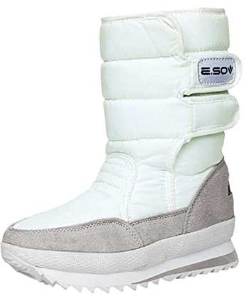 Generisch Stivali da neve da donna, impermeabili, con fodera termica, per il freddo, perfette attività all'aria aperta, comfort quotidiano, bianco, 41 EU