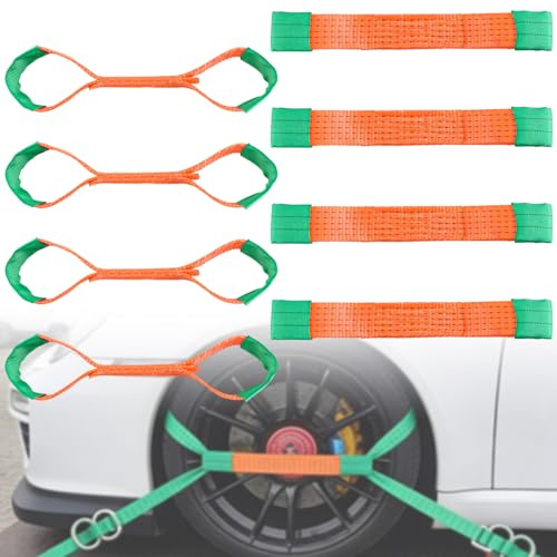 LDHHYH 8 Stück Zurrschlaufen 40x5 cm Orange, Spanngurte Autotransport Kurz aus Polyester, Gurtschlaufen für Trailer Motorrad Radbefestigung, Zurrgurte Auto Transport und Camping